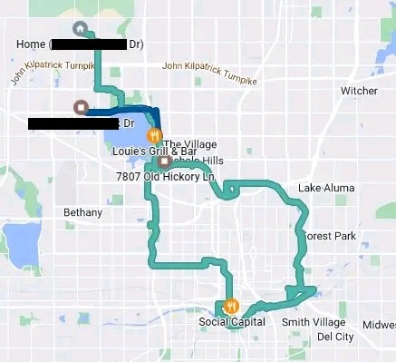 map of OKC bike route taken