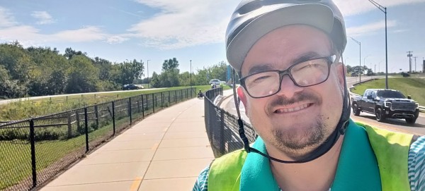 picture of me wearing a bike helmet